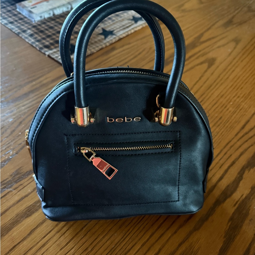 Bebe Black Mini Bag with Gold Accents